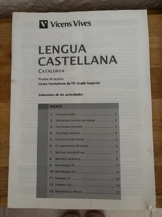 Libro lengua castellana, prueba de acceso