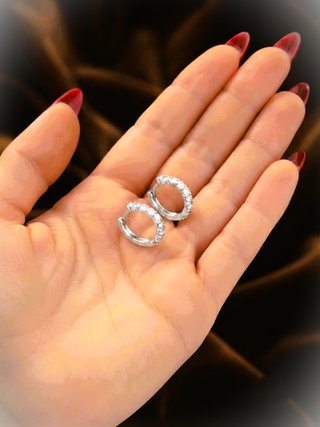 Pendientes Aro Huggies Chapado Oro 18K Circonitas