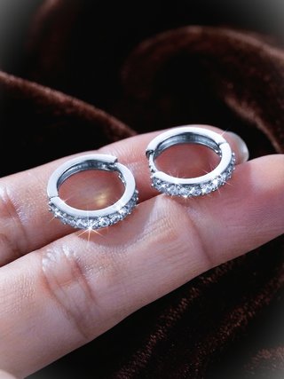 Pendientes Aro Huggies Chapado Oro 18K Circonitas