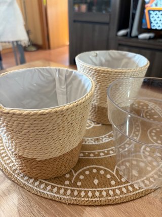 Macetas 13cm Yute y Plástico, las 3 macetas x 4€