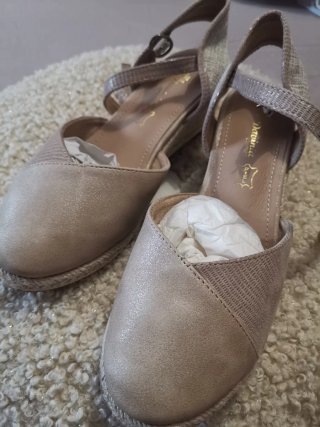 Alpargatas de piel mujer beige/dorado