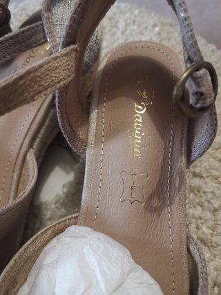 Alpargatas de piel mujer beige/dorado