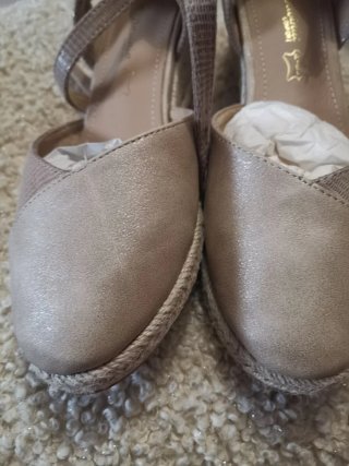 Alpargatas de piel mujer beige/dorado