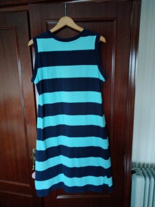 Vestido de playa rayas azul y turquesa