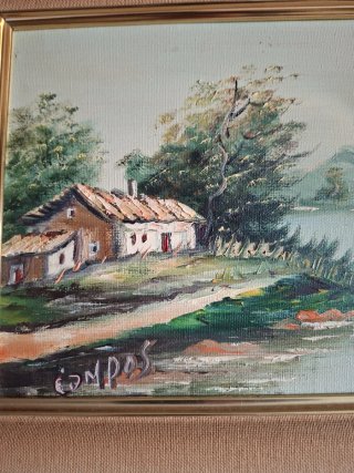 Cuadro al óleo paisaje rural