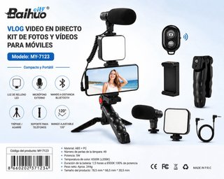 Kit Vlogging Microfono Luce Controllo