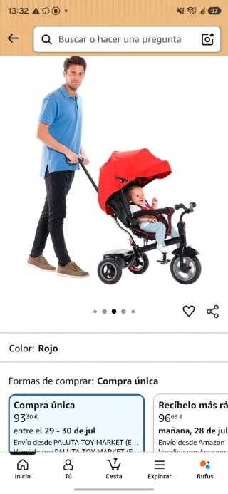 Triciclo infantil rojo