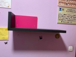 Escritorio juvenil con cajones rosa y negro