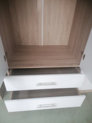 Armario 3 puertas blanco y madera
