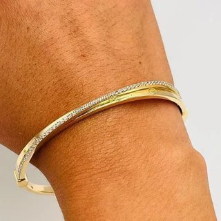 Pulsera rígida 18K con circonitas