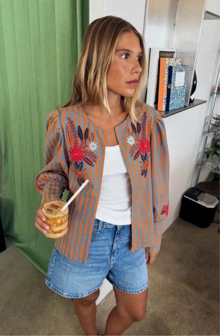 Chaqueta Zara Flores Bordadas Talla M