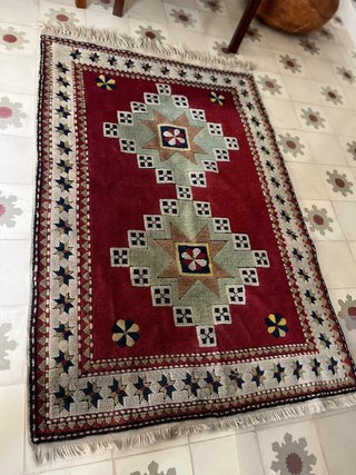 Alfombra Turca Tribal Hecha a Mano Vintage