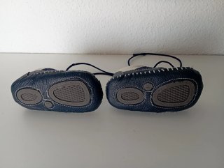 Zapatillas bebé piel azul y blanco