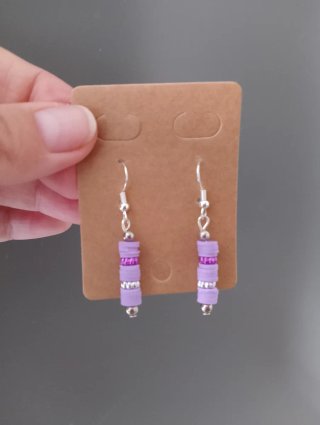 Orecchini lilla handmade con rondelle in polimero