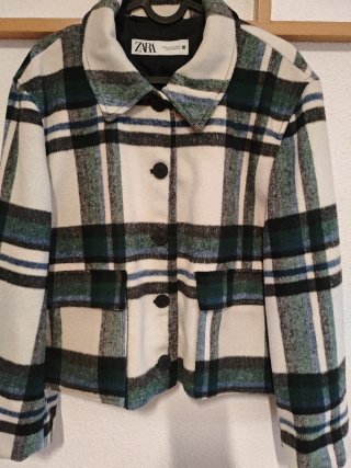 Chaqueta cuadros Zara corta paño