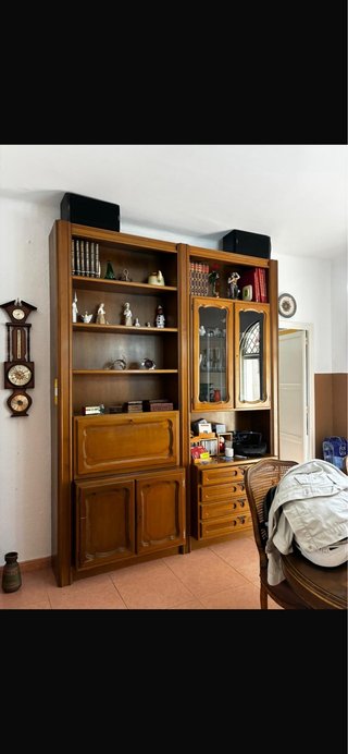 Mueble madera estanterías y cajones