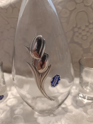 Set Liquore Bicchierini e Bottiglia Argento
