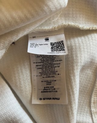 Sudadera G-Star RAW Blanca Talla L