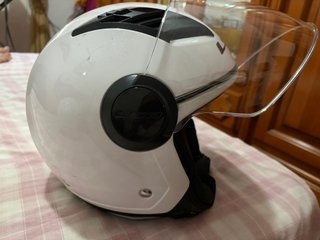 2 Cascos Moto Blancos con Tiras Rojas