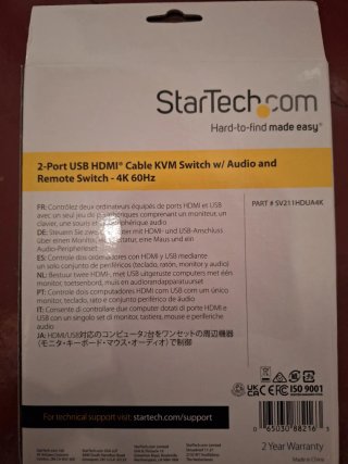 Conmutador KVM StarTech.com 2 Puertos HDMI