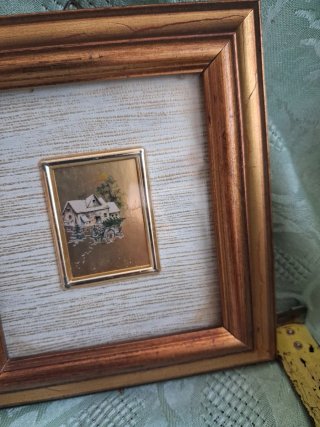 3 Quadri Vintage Cornice Legno Oro