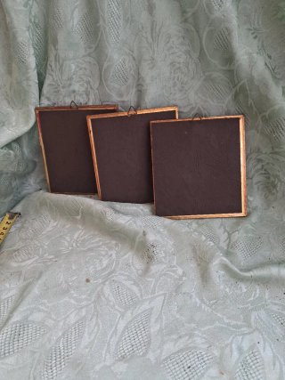 3 Quadri Vintage Cornice Legno Oro