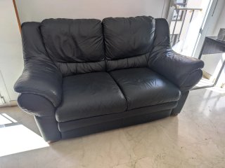 Sofá de Piel Azul Marino 2 Plazas. Perfecto estado