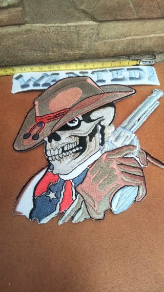 Parche grande  Calavera Vaquero Wanted