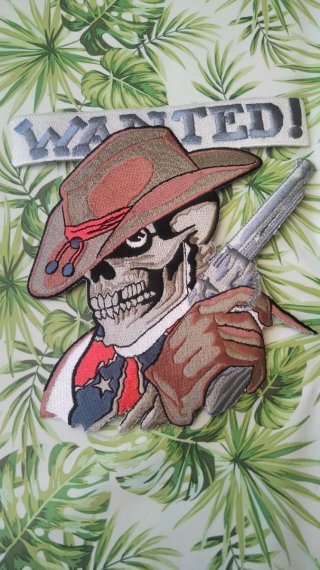 Parche grande  Calavera Vaquero Wanted