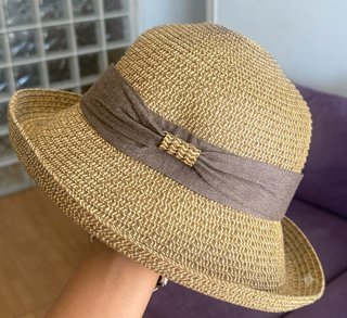 Sombrero playero mujer tejido marrón