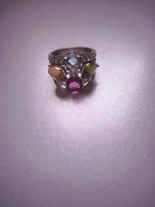 Anillo Plata de cristal Multicolor con Piedras