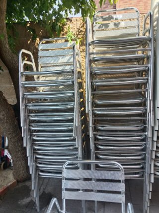Mesas y Sillas de  aluminio Blanco