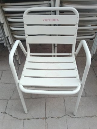 Mesas y Sillas de  aluminio Blanco