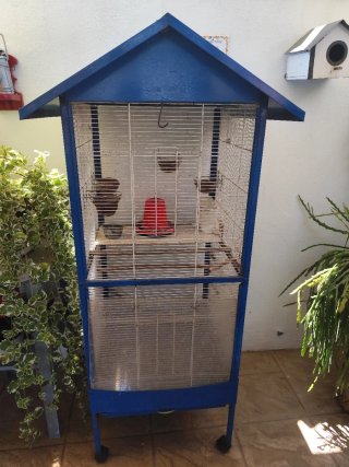 Jaula para pájaros azul