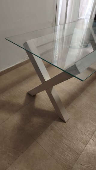 Mesa Comedor Banak Cristal y Metal