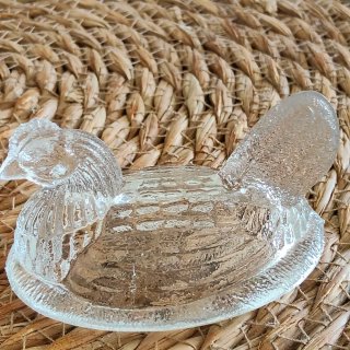 Salero antiguo gallina cristal transparente