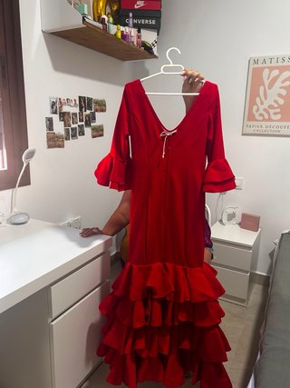 Vestido Niña Gitana Rojo Volantes Talla M