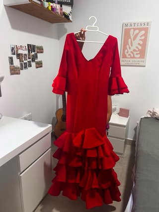 Vestido Niña Gitana Rojo Volantes Talla M