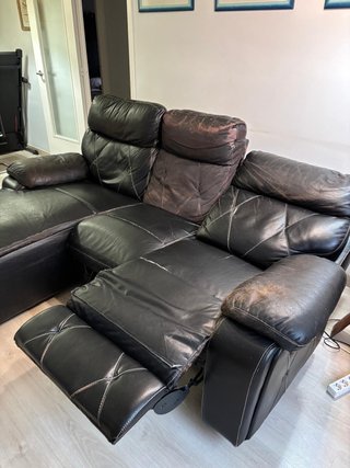 Sofá chaise longue piel sintética 3 plazas