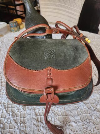 Bolso Loewe Ante y Piel Marrón/Verde