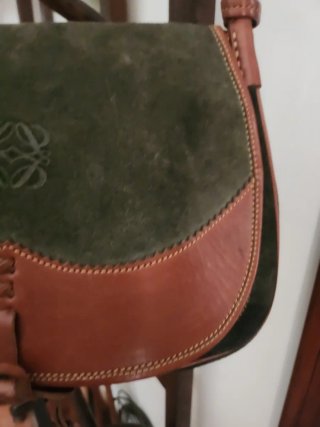 Bolso Loewe Ante y Piel Marrón/Verde
