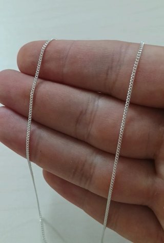 Fina Cadena Estilo Barbada 40cm Plata De Ley 925