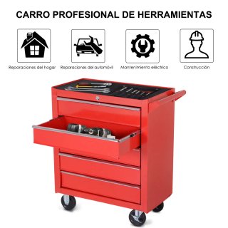 Carro Taller Rojo con Ruedas