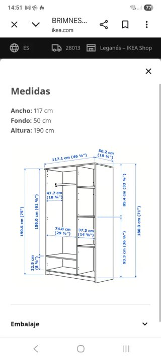 Armario Brimnes Ikea 3 Puertas Blanco