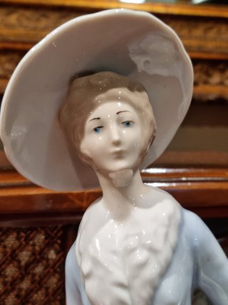 Figura Dama Porcellana Vintage 32cm