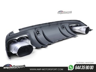 DIFUSOR TRASERO CON COLAS NEGRAS PARA MERCEDES CLASE C KOMBI/SEDAN W205 NEGRO BRILLO