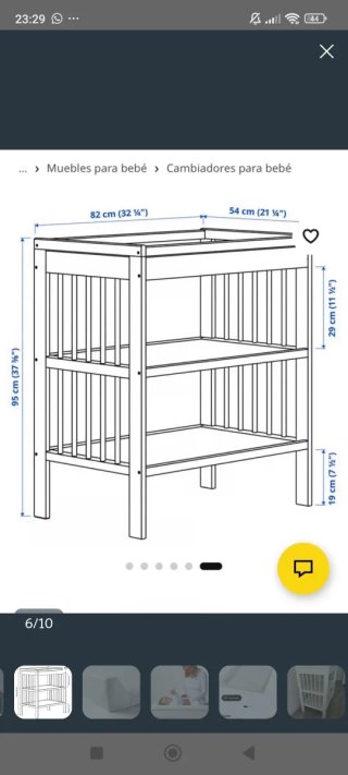 Cambiador madera blanco bebé con colchoneta
