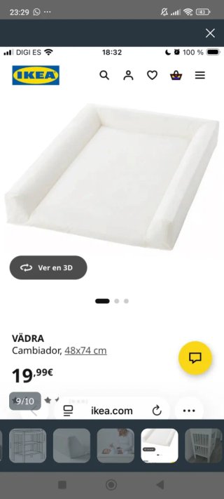 Cambiador madera blanco bebé con colchoneta