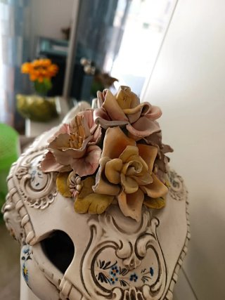Zuppiera vintage decorata fiori