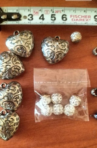 Lote abalorios manualidades corazón plata